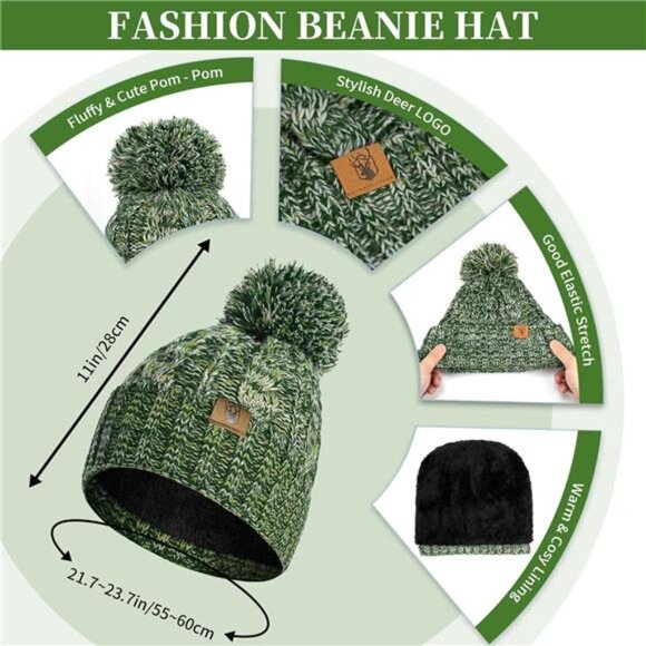 Honnesserry Winter‎ Warm Beanie Hat Scarf and Touchscreen Gloves Set for Womens - Picture 2 of 7